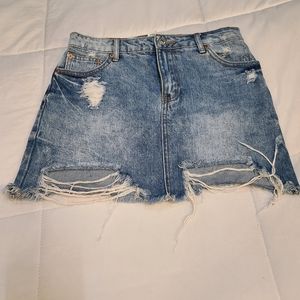 Ripped Denim Skirt